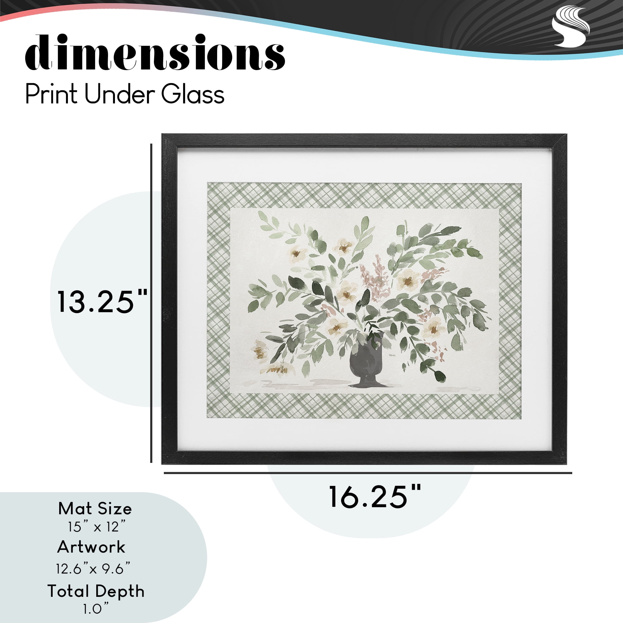 Stupell Industries Springtime Bouquet on Plaid Black Framed Print Under Glass, design by Lucille Price