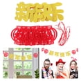 thumbnail image 1 of OULII 2 Sets of New Year Photo Props Decorative Flags Multi-colored Party Layout for Office Celebration, 1 of 8