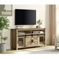 thumbnail image 2 of WAMPAT TV Media Console Stand for 65 Inch TV, Farmhouse Entertainment Center with Sliding Barn Door and Storage Shelves, Wood Television Stand for Living Room, Natural, 2 of 7