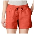 thumbnail image 1 of Bmisegm Womens 5 Inch Inseam Drawstring Linen Blend Short Pants for Women Orange XXL, 1 of 7