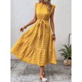 thumbnail image 4 of Women Summer Casual Midi Maxi Dresses Short Sleeve Yellow S, 4 of 7