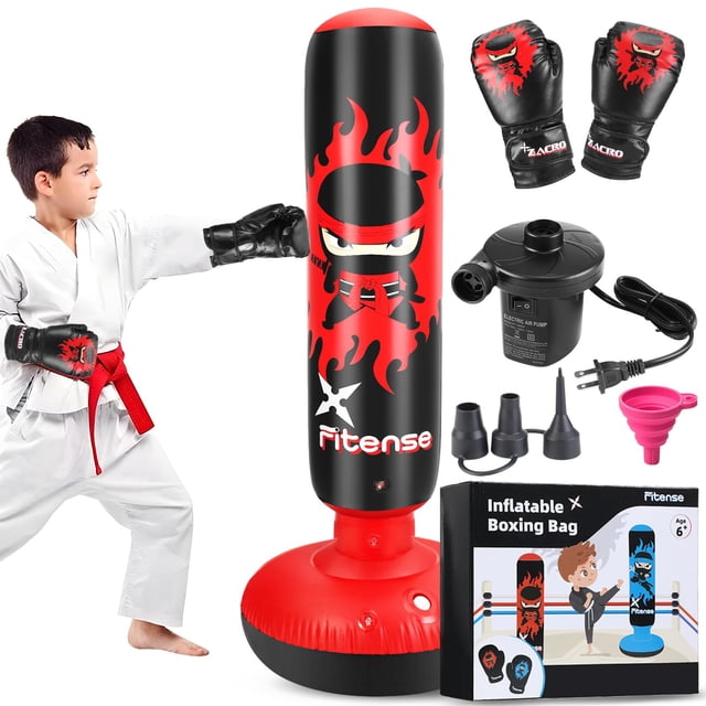 Saco de boxeo Fitense Kids inflable de 160 cm con bomba y guantes