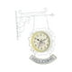 thumbnail image 1 of Reloj de pared redondo con apariencia antigua de hierro forjado, reloj de estación de doble cara, reloj colgante de pared redondo con pergamino, Blanco Sunnimix Reloj de pared de doble cara, 1 of 7