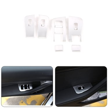 Carbon Fiber Window Switch Button Cover Trim – For Tesla Model 3 & Y (LHD) – Black, Self-Adhesive