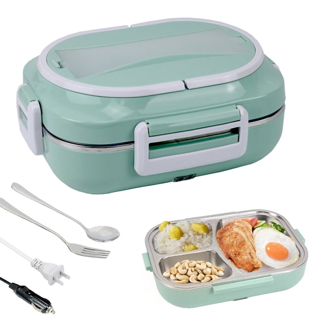 Wzzjkit Three Compartments Leakage Proof Heating Electrical Lunch Box Plug in Heat Preservation Two in One Lunch Box