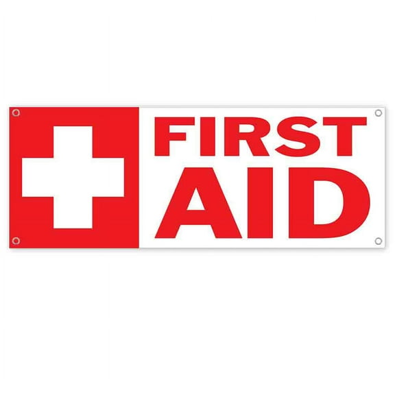 First Aid Cross 13 oz Vinyl Banner With Metal Grommets