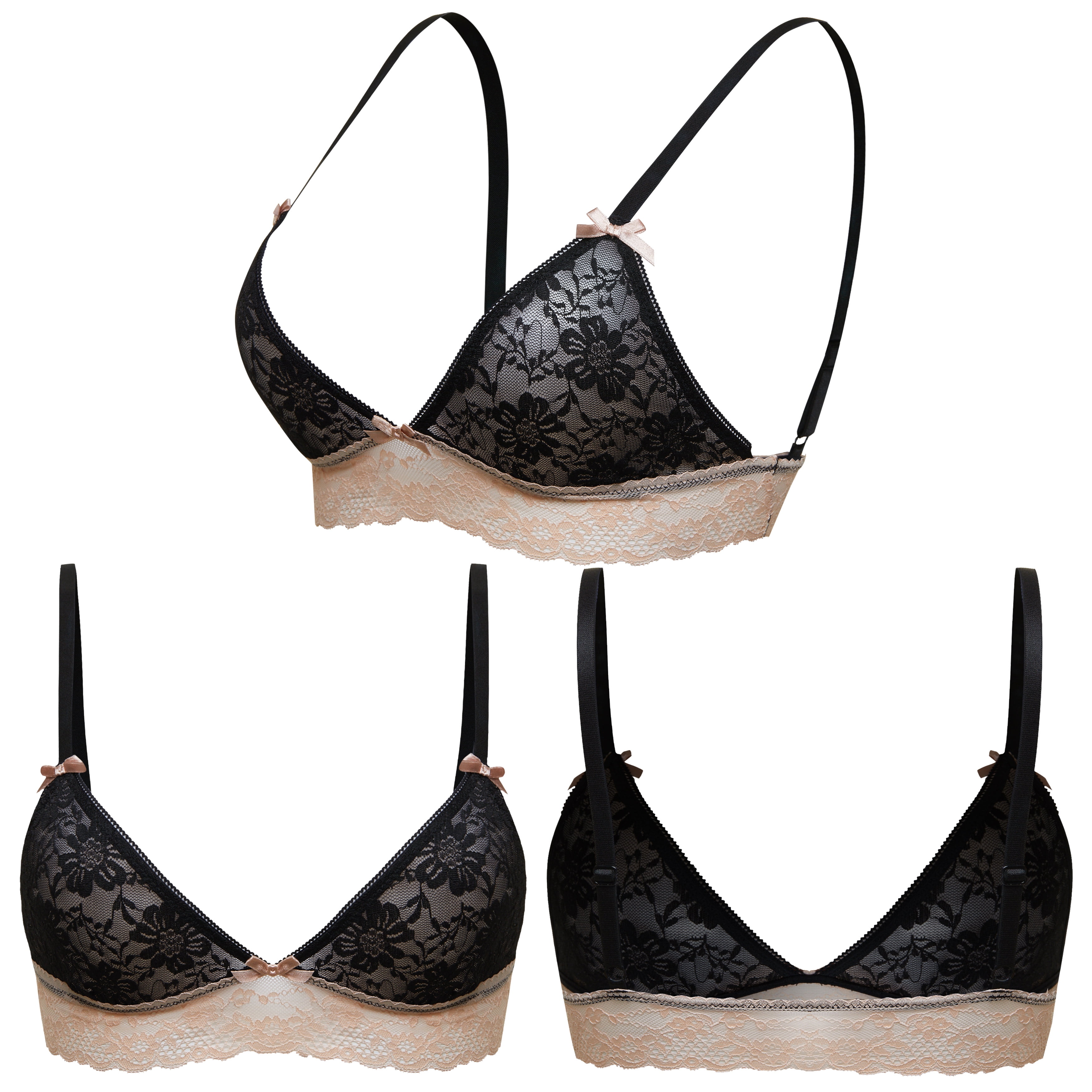 Curve Muse Women & Girls Lace Bralette With Ruffle Hem ( 4 Pack