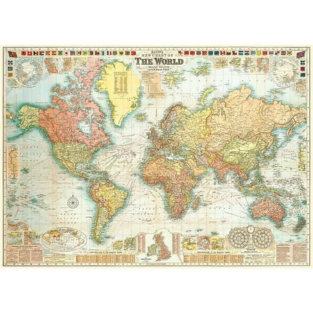 Decoupage Gift - Cavallini & Co. World Map Decorative Decoupage Poster Wrapping Paper Sheet, Luxury Italian archival paper stock By Cavallini Co From USA