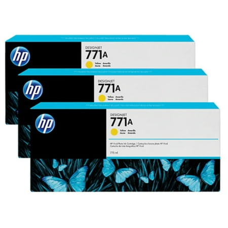UPC: 0887111301352 | HP 771  (B6Y42A) 3-pack Yellow Original Ink Cartridges
