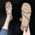 thumbnail image 4 of Fiaer Women's Strappy Gladiator Sandals Criss Cross Strap Flat Sandals Open Toe Casual Fashion Slippers Khaki 8, 4 of 4