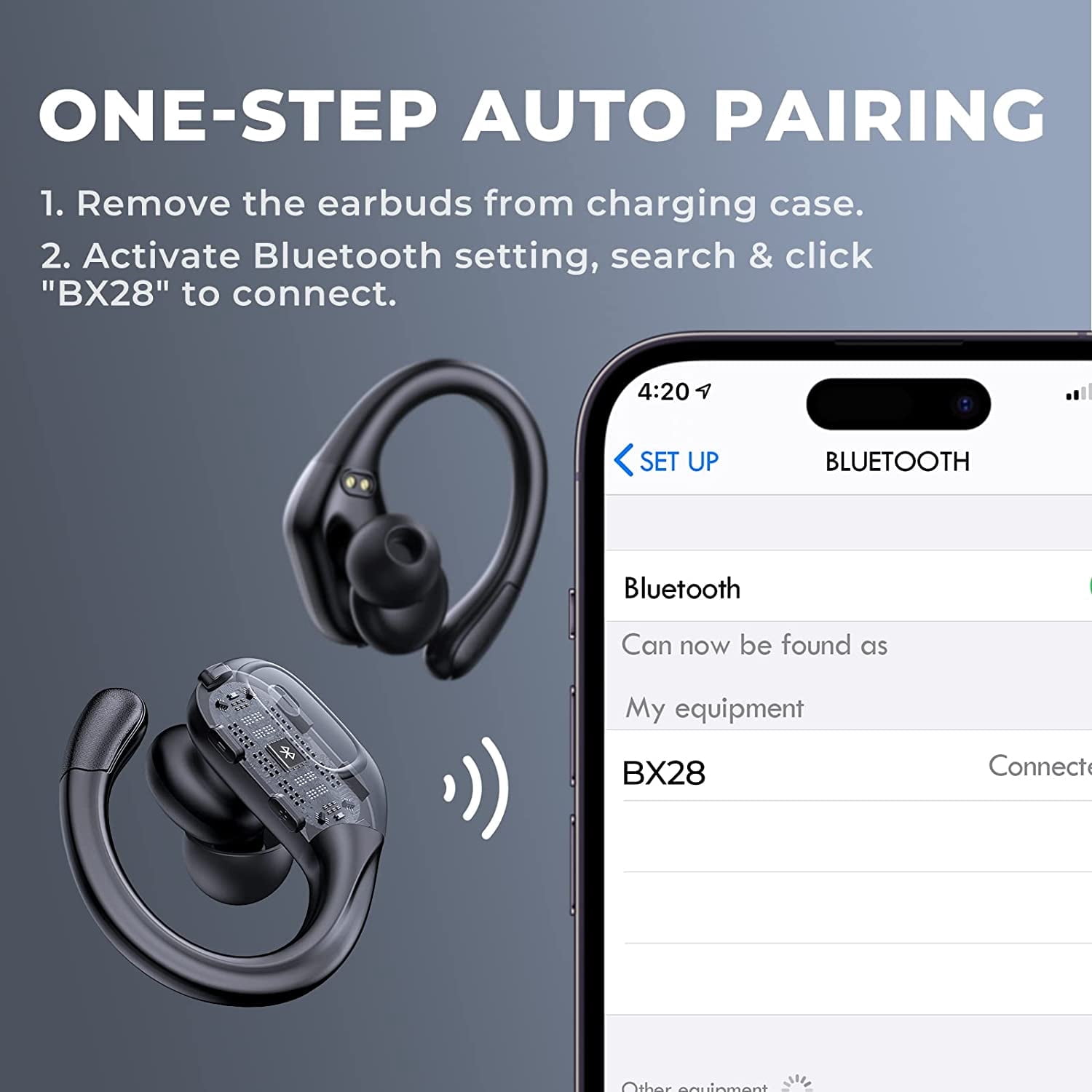 Wireless Earbuds, 75hrs Bluetooth Headphone Sports 2026 Bluetooth Earbuds Deep Bass Over Ear Buds with Earhooks, ENC Noise Cancelling Earphone Mic, IPX8 Waterproof for Workout/Running/Gym