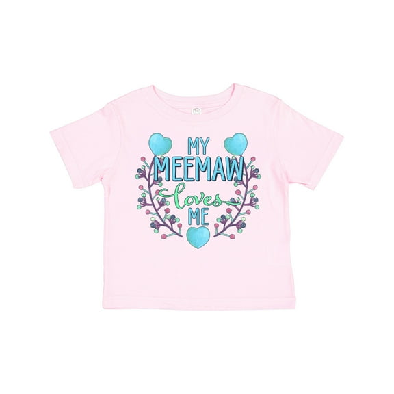 Inktastic My Meemaw Loves Me with Flowers and Hearts Boys or Girls Toddler T-Shirt