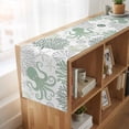 thumbnail image 6 of Sage Green Octopus Coastal 108 Inch Table Runner, Nautical Coral Starfish Farmhouse Dresser Scarf Cotton & Linen Tablerunner for Dining/Kitchen Island/Holiday Party Décor 13" x 108", 6 of 9
