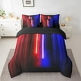thumbnail image 3 of Feelyou Kids Futuristic Lightning Twin Bedding Sets 7-Piece, Modern Video Gaming Gamer Bedding Comforter Set, Red Blue Stripes Ombre Reversible Sheet Sets, Breathable Home Decor, 3 of 9