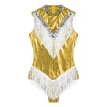 thumbnail image 5 of YONGHS Women's Fringed Latin Jazz Dance Leotard Metallic Sleeveless Bodysuit Cocktail Party Jumpsuit Gold S, 5 of 7
