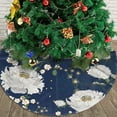 thumbnail image 3 of XMXY Halloween Christmas Tree Skirt, Blue Embellished Flowers Holiday Party Indoor Decorations Ornaments, 36 Inch, 3 of 5