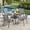 Black-Gray, variant on DIFY 5-Piece Patio Dining Set for 4, 37.8" Metal Square Table with 4 Stackable Chairs, Walnut&Brown