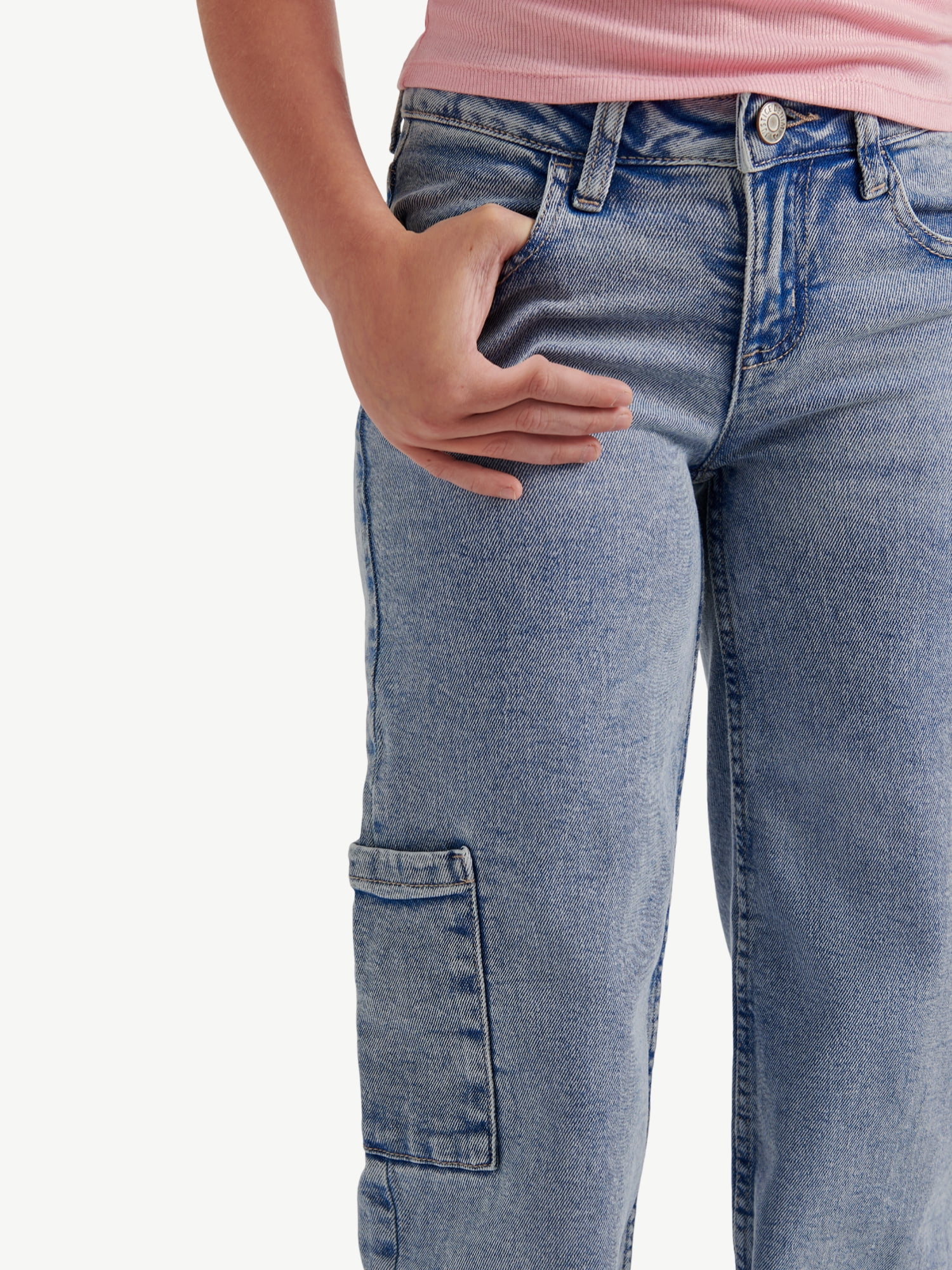 Justice Girls Cargo Wide Leg Jeans, Sizes 6-18, Slim & Plus
