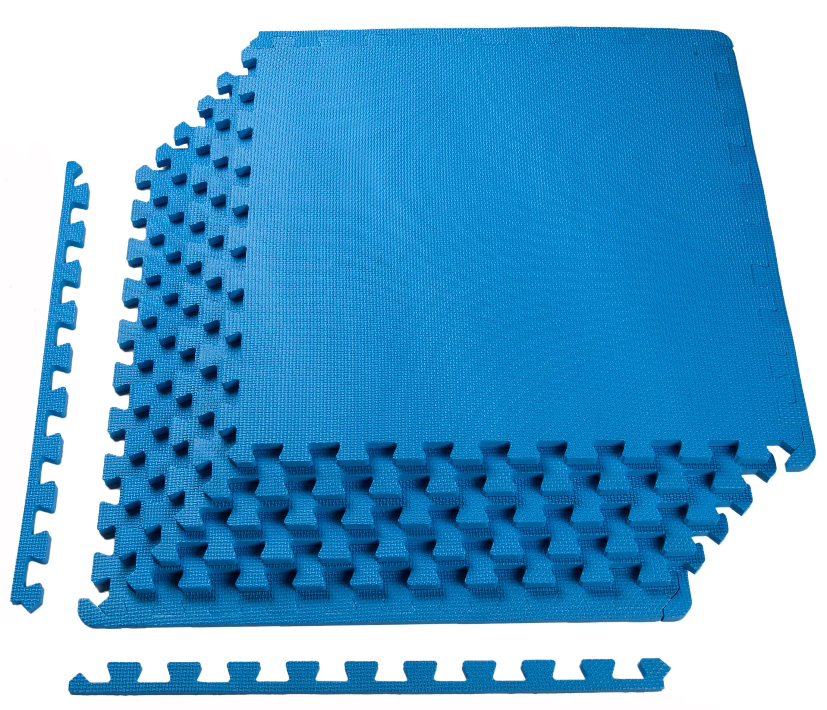 Everyday Essentials 1/2 in Thick Flooring Puzzle Exercise Mat with High Quality Eva Foam Interlocking tiles, 6 Piece, 24 Sq ft, Blue