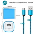 thumbnail image 6 of Fast Charger USB Adapter Charger with 6FT Micro USB Cable Fast Charging Android Charger, Braided Nylon Micro USB Cables for Samsung, Android Devices, Blue, 6 of 7