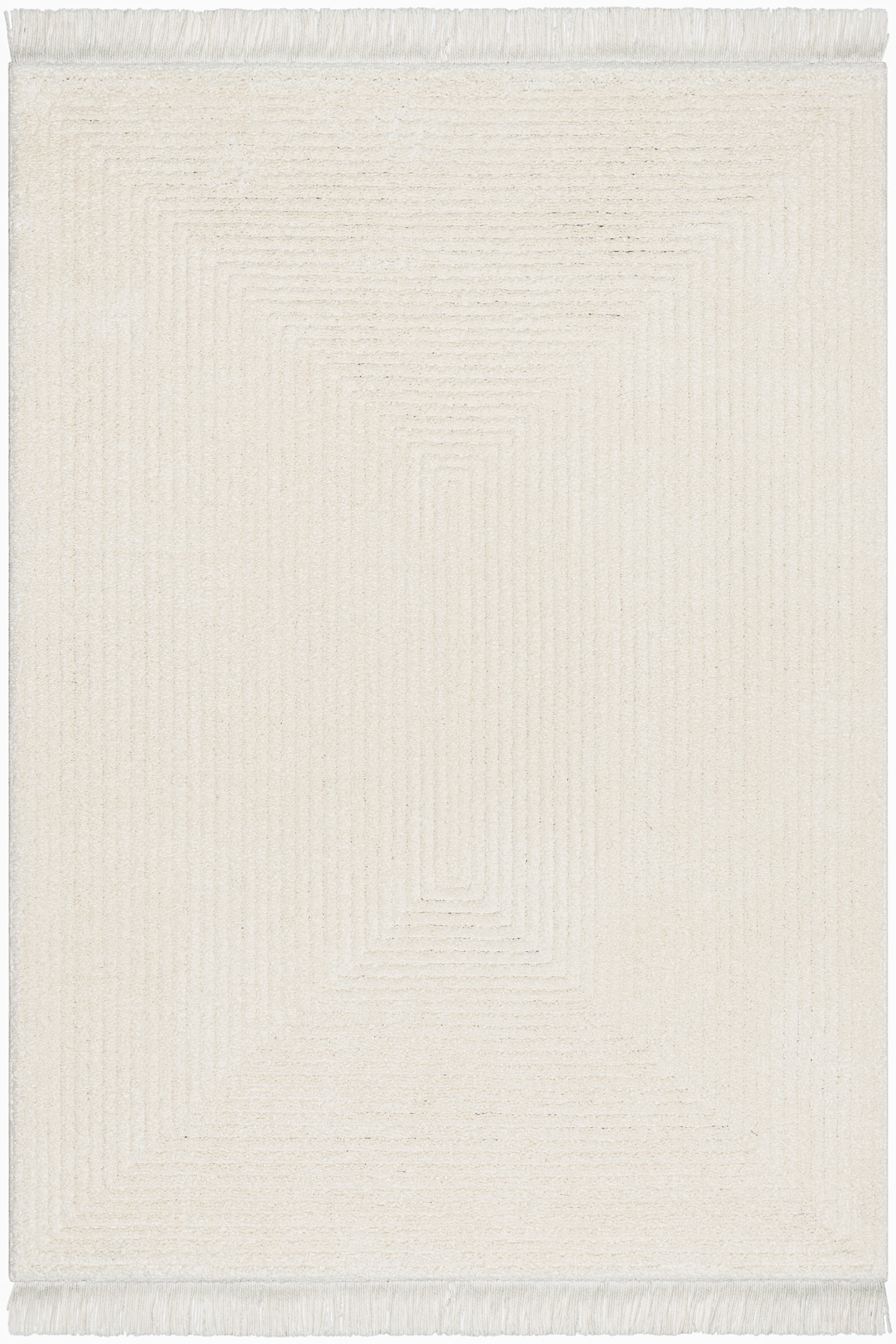 Well Woven Marina Monroe Modern Shag Geometric Solid Color Ivory Textured 2'7" x 9'10" Runner Rug