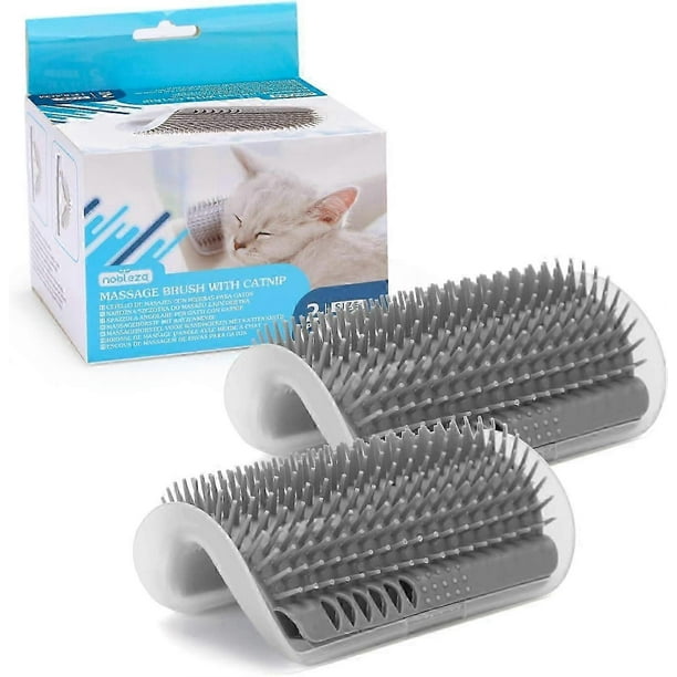2Pcs Wall Mounted Cat Brush, Cat Grooming Wall Corner Massage Comb with Catnip Catnip, for Long and Short Fur Cats Dogs