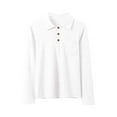 thumbnail image 3 of CXYYY Polo Shirts for Kids Boys Long Sleeve T-Shirts Solid Color Collared Neck Tees Teens School Uniform Tops White 7-8 Years, 3 of 4