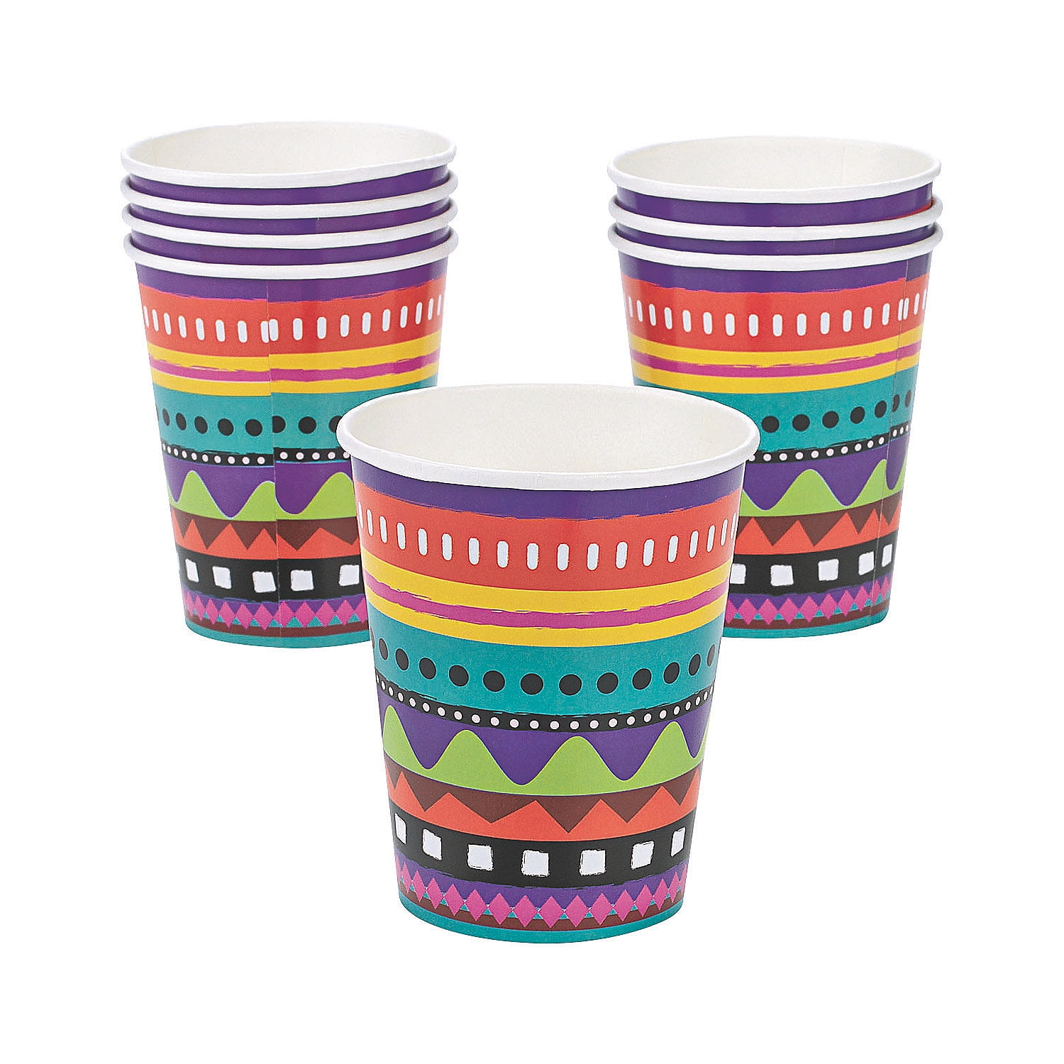 Fun Express Fiesta Bright Striped Paper Cups 8 Pc.