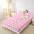 thumbnail image 3 of Manfei Pink Bow Heart Full Size Sheets For Girls,Dreamy Princess Style Print Bed Sheets For Kids,4-Piece, 3 of 6
