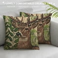 thumbnail image 3 of Qinduosi Vintage AnimalsThrow Pillow Covers Elk Rabbit with Green Plants Cushion Cover Home Decor Square Pillowcase " Set of (Animals), 3 of 5
