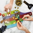 thumbnail image 4 of Colorful Cutting Board, Cartoon Fox with Fashion Clothes in Human Form Hipster Animal Colorful Print, Decorative Tempered Glass Cutting and Serving Board, Wine Bottle Shape, Multicolor, by Ambesonne, 4 of 5