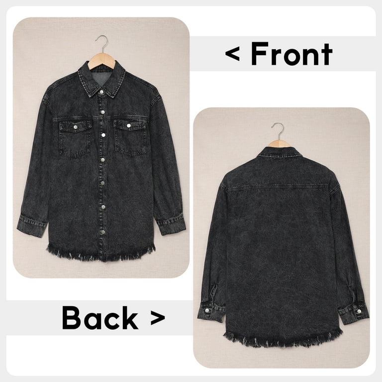 Eytino Women's Oversized Denim Jacket Casual Long Boyfriend Eytino Women's Oversized Denim Jacket Casual Long Boyfriend