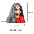 thumbnail image 3 of Halloween Witch Mask with Long Hair and Hat, Scary Latex Face Mask for Adults, Horror Dance Performance Costume Prop (1 Count), 3 of 6