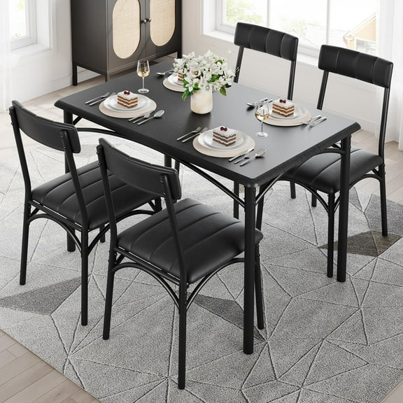 2025 New Dining Table Set for 4, Kitchen Table and Chairs for 4 with Upholstered Chairs, 5 Piece Rectangular Kitchen Table Set, Dining Room Table Set for Small Space, Apartment