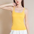 thumbnail image 2 of Tank Tops with Built In Bra Square Neck Ribbed Basic Cami Shirts Bodycon High-Low Hem Camisole Tops Work Out Summer Outfits, 2 of 7