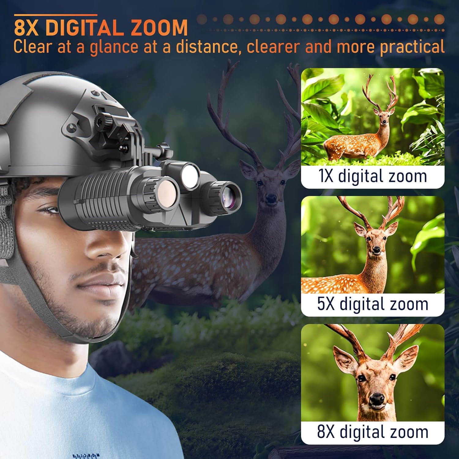 Aorsher Head-Mounted Night Vision Goggles with 8X Digital Zoom, Goggles Military Grade Night Vision Binoculars with 32GB TF Card, 4K Video and 36MP Photo for Viewing 1312FT