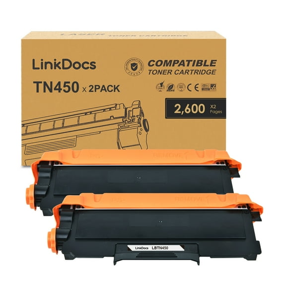 LinkDocs TN450 TN420 High Yield Toner Cartridges Replacement for Brother TN-450 TN-420 used with Brother HL-2270DW HL-2280DW HL-2230 MFC-7360N MFC-7860DW DCP-7065DN 2840 2940 Printer (2 Black)