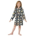 thumbnail image 6 of FORMRS Niños Bathrobe Unisex Hooded Robe Soft Plush Pajamas Sleepwear, Size 10-12T, Square Harmony, 6 of 7