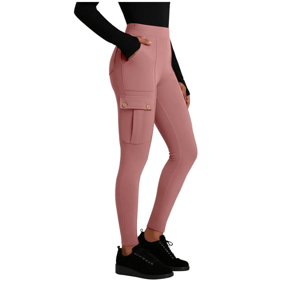 XFLWAM Womens Cargo Leggings Yoga Work Pants Gym Athletic Workout Running High Waisted with Pockets Stretch Casual Bottoms