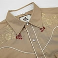 thumbnail image 4 of COEVALS CLUB Men's Western Cowboy Embroidered Shirts Long Sleeve Pearl Snap Dress Button up Cotton Shirts P2-3 Brown X-Large, 4 of 7