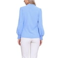 thumbnail image 3 of INSPIRE CHIC V Neck Vintage Blouse for Women's Ruffle Collar Long Sleeve Casual Blouses M Blue, 3 of 6