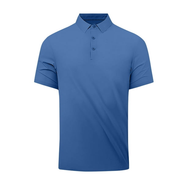Camisa Casual de Solapa de los Hombres, Botón de Color Sólido de Verano Delantero Al Aire Libre para el Uso Diario, Transpirable Ligero Mock Cuello Tee