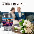 thumbnail image 4 of JAGASY Lavender Grass Human Urn for Ashes - Decorative Landscape Urns for Men & Women - Small Sunrise Urn for Grandmother - Keepsake Memorial Blue Urns for Funeral - 3 Inch, 4 of 7
