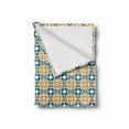 thumbnail image 2 of Moroccan Soft Flannel Fleece Blanket, Spanish Portuguese Azulejo Inspired Abstract Natural Pattern with Leaves, Cozy Plush for Indoor and Outdoor Use, 50" x 70", Teal Marigold White, by Ambesonne, 2 of 6