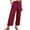 Red, variant on Kelon Women's Casual Pants, Women Linen Cropped Pants Summer Elastic High Waisted Linen Capri Pants Casual Loose Cropped Pant with Pockets, S