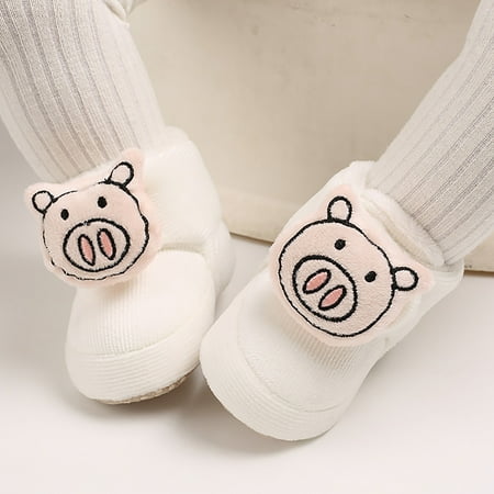 

Baby Girls Boys Cotton Booties Winter Warm Fleece Slippers Toddler Non Slip Ankle Boots House Socks Shoes White 13