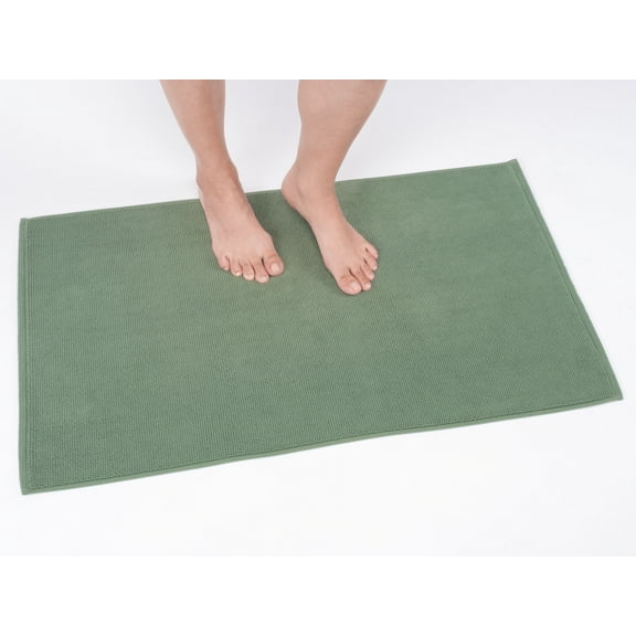 Cotton Paradise 100% Cotton 17x24 inch Non Slip Bath Mats for Bathroom, Soft Absorbent Quick Dry Machine Washable Floor Bath Mat, Sage Green
