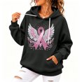 thumbnail image 2 of JULMCOMO in October We Wear Pink Hoodies for Women Angel Wings Graphic Breast Cancer Awareness Sweatshirt Long Sleeve Soft Casual Pullover Outfits Dark Gray S, 2 of 5