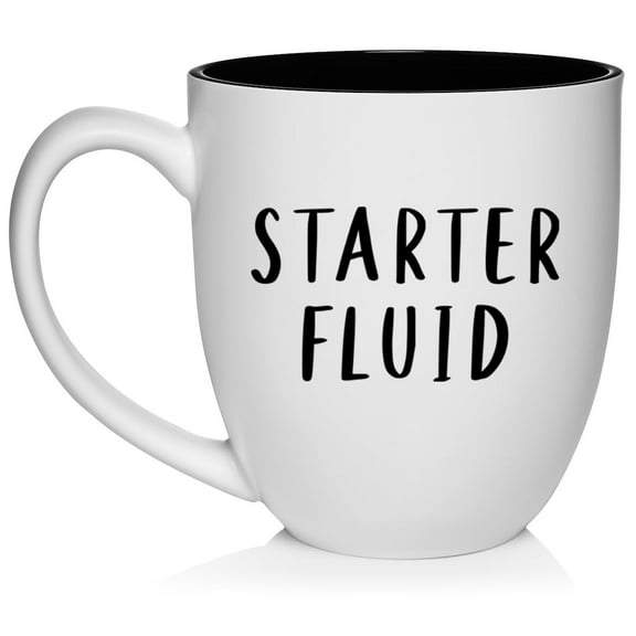 Starter Fluid Funny Mechanic Car Enthusiast Dad Father Gift Ceramic Coffee Mug Tea Cup Gift for Him, Husband (16oz White)