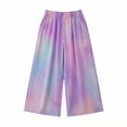 thumbnail image 2 of XXWXYD Girl's Floral Print Elastic Waisted Pants Lightweight Flowy Palazz𝗈 Trousers Fashion Wide Leg Baggy Pant Beach Streetwear Girls Back-to-School Wide Leg Pants, 2 of 5